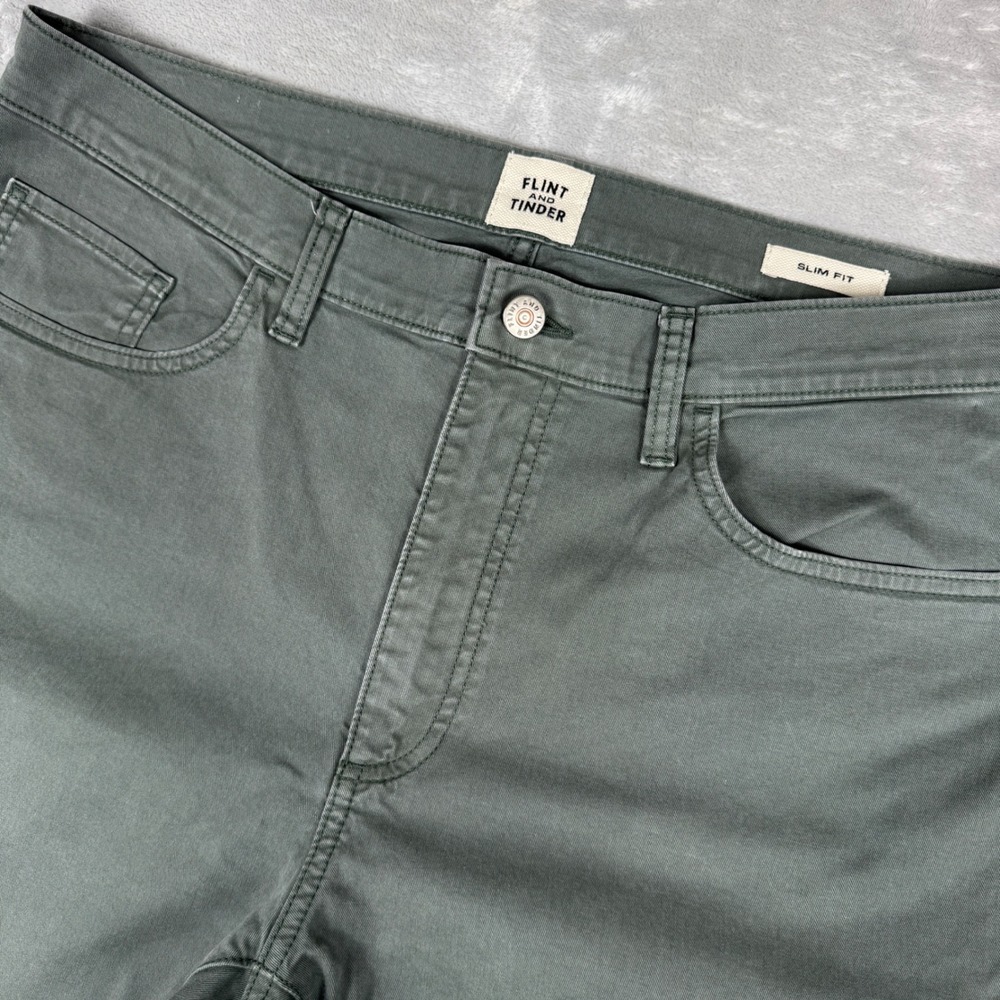 Flint and Tinder 365 Pant Slim Fit Mens 36x34 Green Huckberry Five Pocket Chinos